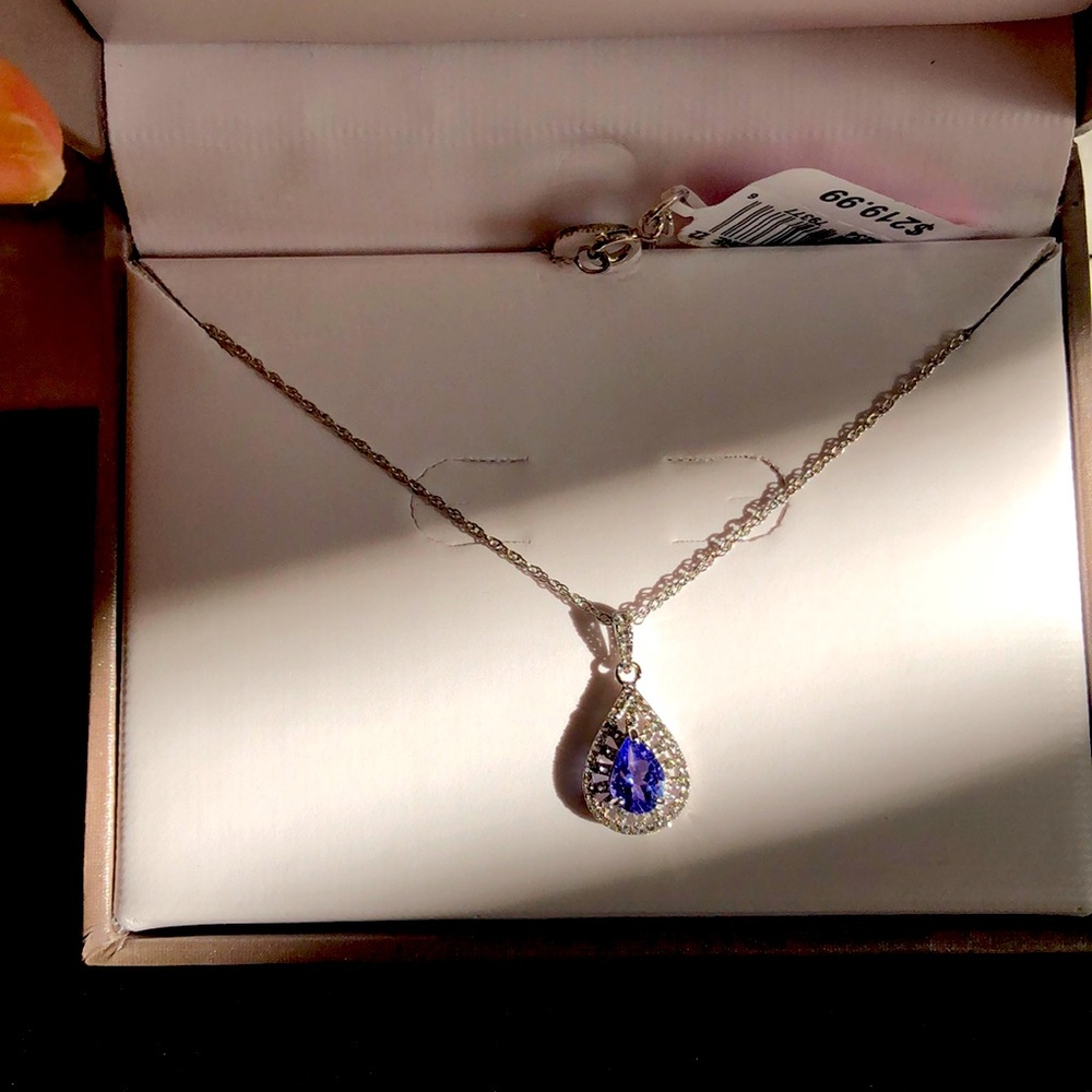 Tanzanite and White Topaz Sterling Silver Pendant